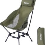 Wildhiker Portable High Back Folding Camping Chairs – Compact with Dual Sitting Modes, Pillow, Arm Pads and Side Pockets – Lightweight Chair for Motorcycle, RV, Festival, Travel – Green