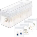 Acrylic Jewelry Box Organizer, Clear Jewelry Organizer and Storage with 20 Portable Anti Tarnish Jewelry bags, Travel Jewelry Case for Earrings/Rings/Necklaces Gifts for Women Girls, Clear