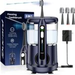 Electric Toothbrush with Water Flosser- Wireless Charging Flossing Toothbrush, 5 Floss Speeds&3 Brush Modes Made Easy, Professional Sonic Water Toothbrush Combo for Teeth Cleaning -Plaque Removal