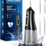 Water Dental Flosser Pick for Teeth, Cordless Oral Irrigator Cleaner 350ML IPX7 Waterproof Rechargeable, 4 Modes 4 nozzles, Portable Professional Flossing for Cleaning Gum Care Braces Home Travel