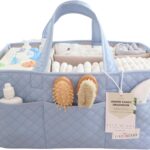 Lily Miles Baby Diaper Caddy Organizer, Quilted Nursery Storage Organizer for Newborn Essentials and Diaper Changing Station, Gift for Baby Shower and Registry Must-Have (Baby Breeze)