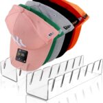 Hat Stand for Baseball Caps, 2 Pack No Install Acrylic Hat Organizer for 14 Baseball Caps Storage Organizer, Hat Racks Hat Holder Display and Organization for Closet, Bedroom, Dresser (Clear-2Pack)