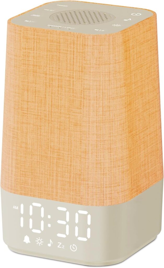 White Noise Sound Machine: 30 Soothing Sounds, Sunrise Alarm Clock for Adults Gentle Wake Up, Adjustable Volume & Night Light, Timer – Easy to Sleep, Relax, Focus