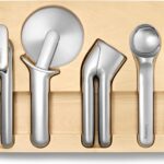 Caraway Kitchen Gadget Set – 5 Piece Kitchen Essentials – Stainless Steel – Includes Can Opener, Pizza Cutter, Garlic Press, Ice Cream Scoop, Vegetable Peeler, and Storage Organizer