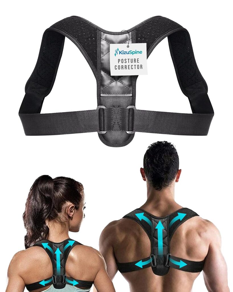Kizu Spine Posture Corrector for Women, Kizu Spine Posture Corrector for Men – Comfortable Upper Back Brace, Adjustable Shoulder Support, Helps Relieve Neck, Back and Shoulder Pain, Fits Discreetly