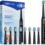 YUNCHI Electric Toothbrush for Adults, Battery Toothbrush, Rechargeable Sonic Electric Tooth Brush with 8 Brush Heads, 5 Modes & 2 Minutes Smart Timer, IPX7 Waterproof, One Charge for 30 Days, Black