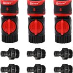 Eden 93218 Premium Garden Connect with Shutoff Valve and Water Stop & Lock Feature Quick Release Kit Hose Fittings and Adapters, (3 Sets/ 9 Pc)