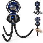 Koonie Astronaut Portable Stroller Fan, Baby-Safe Clip-on with Detachable Flexible Tripod, Rechargeable Battery-Operated, 3-Speeds, 270° Rotation – Ideal for Car Seats, Cribs, Treadmills, Travel