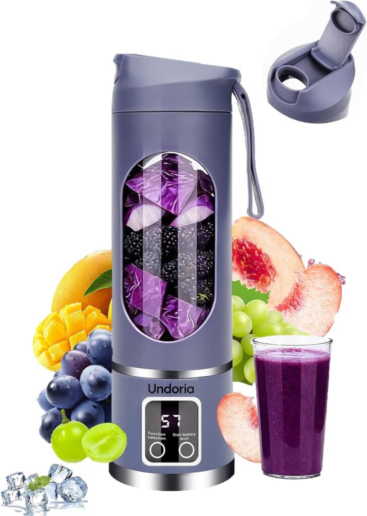 Portable Blender Cordless for Shakes and Smoothies,12 Blades USB Rechargeable Small Blender,16 oz Personal for Ice and Frozen Fruit,Compact and Easy to Clean,Ideal for Home and Travel (Purple)