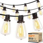 addlon 50FT LED Outdoor String Lights with 16 Shatterproof ST38 Vintage Edison Bulbs, Commercial Grade Waterproof Patio Lights, Connectable & Dimmable for Porch, Deck, Garden, Backyard, Balcony