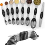 Pack of 8 Stainless Steel Magnetic Measuring Spoons Set, Dual Sided, Stackable, Adjustable Teaspoon and Tablespoon Measure Spoon with Leveler, Kitchen Gadgets Set 5