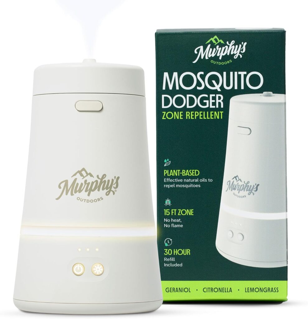 Murphy’s Naturals Mosquito Dodger Zone Repellent, Outdoor Mosquito Spray, Essential Oils, 15-Foot Zone, Repels for 30 Hours, Refill Included