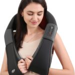 Careboda Shiatsu Neck and Back Massager with Soothing Heat, Electric Shoulder Massage 8 Nodes Deep Tissue 3D Kneading Massages for Pain Relief Gray