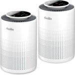 2 Pack Air Purifiers for Home Bedroom H13 True HEPA Air Filter Cleaner, Odor Eliminator, Remove Smoke Dust Pollen Pet Dander, Night Light For Home Living Room Dorm, Quiet 24dB Filtration System