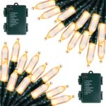 Battery Operated Christmas Lights 2 Pack 18 Feet 50 LED Clear Mini String Lights with 8 Modes Waterproof Tree Lights for Xmas Outdoor Indoor Holiday Party Garden Decor, Warm White