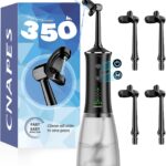Cordless Water Flosser for Teeth- 350ML & Portable Large Water Tank, Rechargeable Dental Flosser with 4 U-Shaped Flossing Head, 360° Deep Cleaning & 4 Pressure Modes, Long Battery for Home and Travel