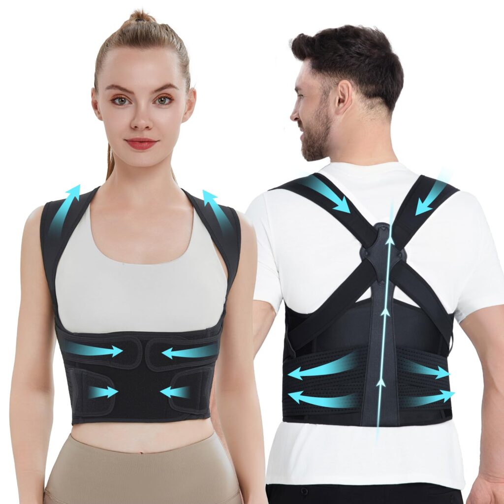 Posture Corrector for Men & Women – Adjustable Back Support Brace, Upper Pain Relief & Slouching Correction, Invisible Under Clothes (Black, Medium)