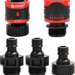 Eden 95210 Premium Garden Hose Fitting Quick Connect with Water Stop & Lock Feature, 5 pc Set
