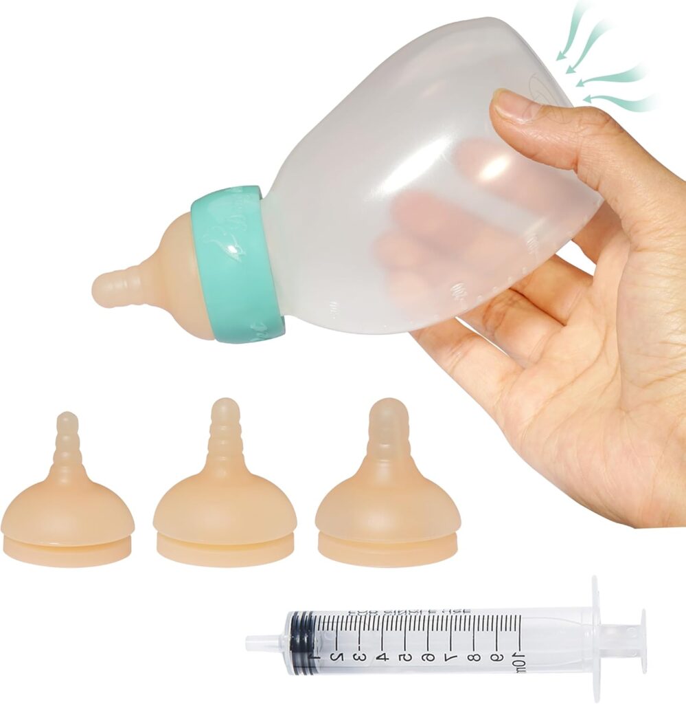 Pet Feeder Bottle, Silicone Feeding Nipple and Syringes for All Breed of Puppies and Other Animals Dongdong pet