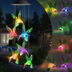 Toodour Solar Wind Chime, Color Changing Wind Chimes Hummingbird, LED Decorative Mobile, Gifts for Mom Grandma, Waterproof Outdoor Decorative Lights for Garden, Patio, Yard, Window Outdoor Decor
