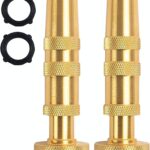 Garden Hose Nozzle, CM CUMIZON Solid Brass Heavy Duty Adjustable Twist Hose Nozzle, High Pressure Water Hose Sprayer Nozzle, 2 Pack