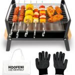 Portable Charcoal Grill with Wood Handle – Folding Tabletop BBQ, Portable Mini BBQ Grill, Compact Stainless Steel Grill for Outdoor Camping, Picnics & Backyard, Easy Setup & Clean