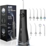 Water Flosser Teeth Pick: 9 Jet Tips Cordless Oral Irrigator with 300ML, 5 Modes Portable Power Dental Flossers, IPX7 Waterproof Rechargeable Electric Waterflosser Machine for Home Travel, Black