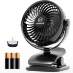 Shinebella AA Battery Powered Clip on Fan with 4-Speed, 5’’ Small Desk Fan with Aroma Function, USB Powered, 360°Rotation, Ultra Quiet, for Golf Cart, Stroller, Bedroom,Car(Batteries Not Included)
