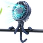 LAT Stroller Fan Flexible Tripod Clip On Fan,Portable Fan Car Seat Baby Fan with Flexible Tripod (Navy Blue)