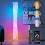 WORLD WIN Floor Lamp, 61” Smart RGB LED Corner Lamp with Music Sync and 16 Million DIY Colors, 3 Color Temperature, APP & Remote Control, Color Changing Standing Floor Lamp for Bedroom Living Room