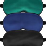 Silk Sleep Mask for Sleeping with Adjustable Strap, Satin Blackout for Men&Women, Comfortable Blindfold Eyeshade for Night Sleep (Black,Blue,Green)