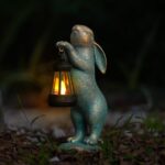 MININOVA Garden Statues Rabbit with Solar Lantern Outdoor Bunny Figurines Decorations for Patio Yard Lawn Ornaments Gifts for Birthday Easter Housewarming Christmas