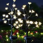 Solar Garden Lights Outdoor Waterproof,Solar Flowers For Outside Decorative,Solar Powered Fairy Outdoor Decorations for Yard,Patio,Lawn,Pathway Gardening Gifts Garden Decor (Warm White, 2 Pack)