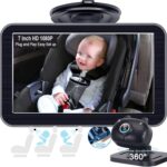 DoHonest Baby Car Camera 7-Inch: USB Plug and Play Easy Setup 360 Degree Rotating Backseat Camera Two Kids HD 1080P Rear Facing Car Seat Cameras Clear Night Vision -V9