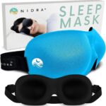Nidra Contoured Sleep Mask for Side Sleepers – Zero Pressure Fit, Light Blocking Eye Shade for Sleeping & Travel – Blue, Standard Size