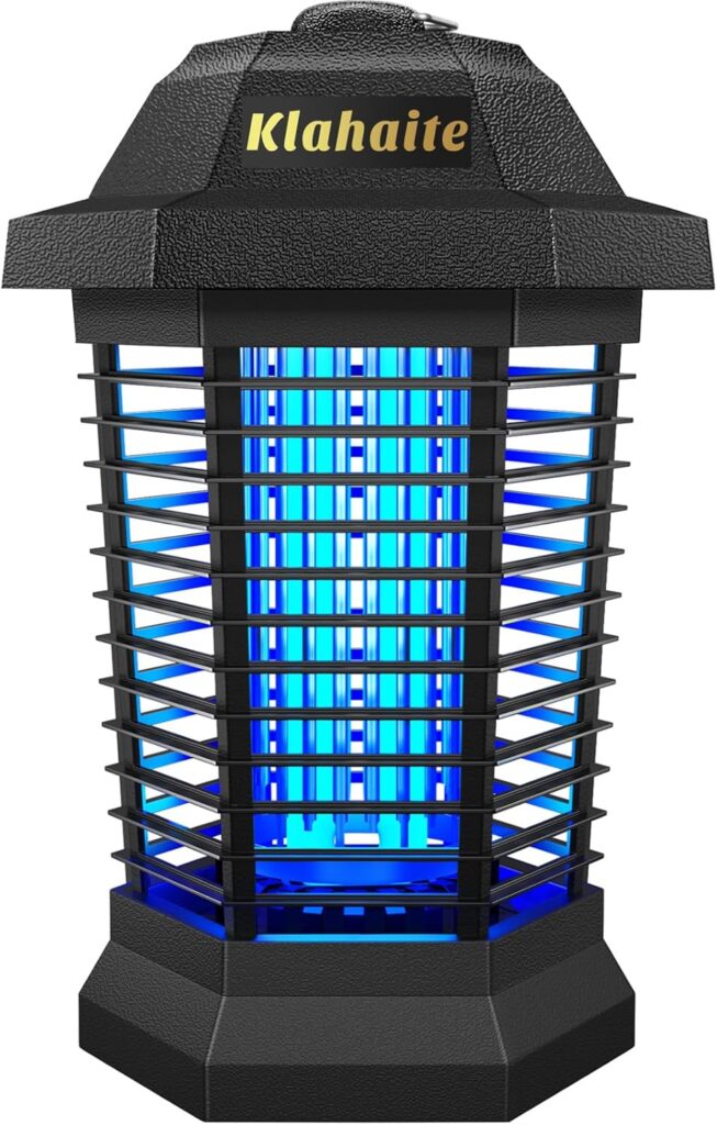 Klahaite Bug Zapper Outdoor, Electric Mosquito Zapper, Fly Zapper Indoor Fly Traps, Mosquito Repellent Outdoor Patio and Backyard Covers 1/2 Acre, 3 Prong Plug, 4200V, ABS Fireproof Plastic Outer