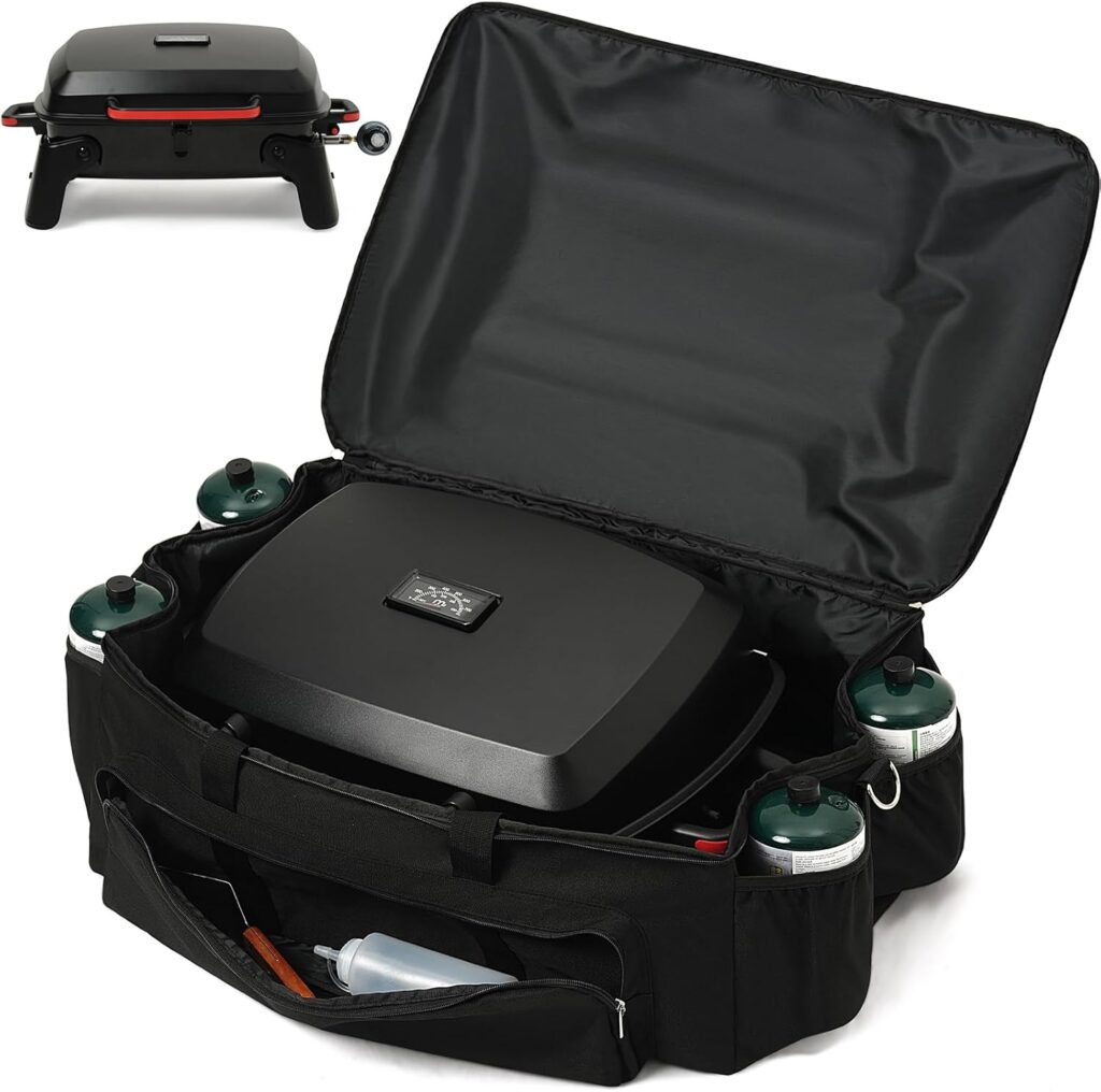 Gas Grill Carry Bag for Megamaster 1 Burner Portable Grill, Water-Resistant, Rip-Proof Material, Barbecue Bag for Camping, Outdoor Cooking, Black