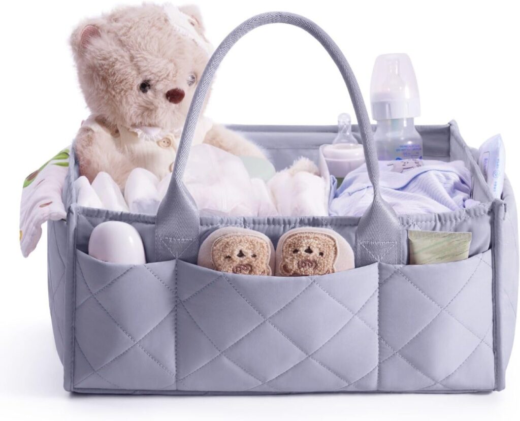 CEI-CEI Baby Diaper Caddy Organizer Large Nursery Storage Basket with Handles for Newborn Essentials, Car Diaper Organizer, Gift for Baby Shower and Registry Must-have
