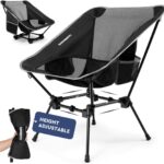 Folding Camping Chairs, Lightweight Backpacking Chair in Compact Design for Camp, Beach, Hiking, Outdoors, Black