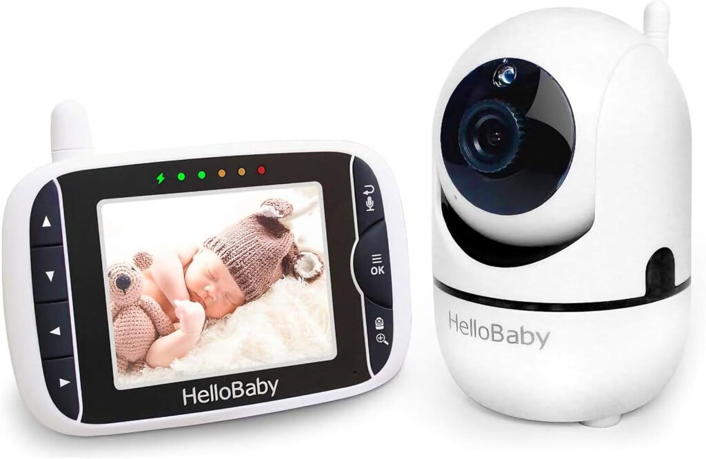 HelloBaby Baby Monitor with Remote Pan-Tilt-Zoom Camera and 3.2” LCD Screen, Infrared Night Vision (Black)