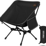 TOBTOS Ultralight Camping Chair, Portable Folding Backpacking Chair, Compact Camping Chair with Carry Bag for Outdoor Camp Hiking Backpack Beach Travel (Black)
