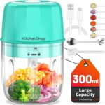 Rechargeable Portable and Cordless Mini Food Processor 300ML with Stainless Steel Blade, Electric Garlic Chopper Vegetable Chopper Blender for Nuts Chili Onion Minced Meat and Spices BPA-Free(Green)