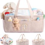 SFYBYHEART Initial Personalized Baby Diaper Caddy Organizer, Baby Storage Basket for Diapers and Baby Wipes, Shower Gfit for Baby, Nursery Diaper Organizer, Portable Baby Organizers and Storage