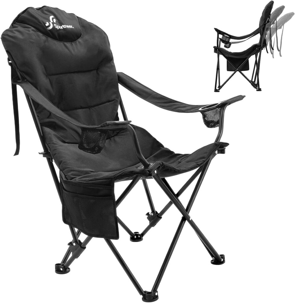 Sportneer Folding Camping Chair: 3 Adjustable Angle Camping Chair with Backrest Headrest & Carry Bag – Portable Folding Chair for Camping Outdoor, 1 Pack