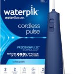 Waterpik Cordless Pulse Rechargeable Portable Water Flosser for Teeth, Gums, Braces Care and Travel with 2 Flossing Tips, Waterproof, ADA Accepted, WF-20 Blue, Packaging May Vary