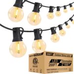 Lightdot 200FT Outdoor String Lights, LED Bistro String Lights with Shatterproof G40 Vintage Bulbs, 2200K Dimmable, Waterproof Hanging Lights for Porch, Deck, Garden, Backyard, Balcony – ETL Listed