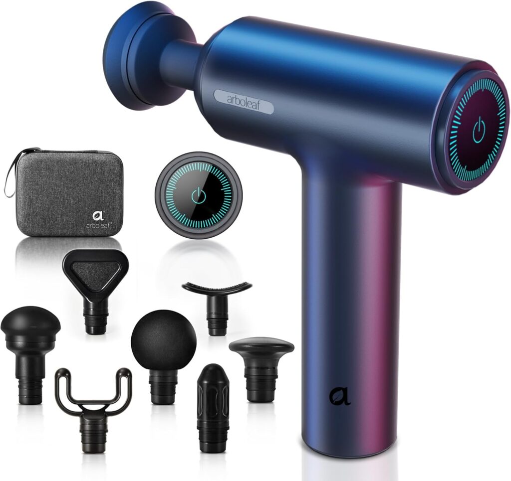 arboleaf Massage Gun deep Tissue, 6 Speeds Powerful Handheld Percussion Muscle Massager Gun with Portable Travel Case for Back, Shoulder, Sore Muscles, Pain Relief for Athletes, Relax, Gifts