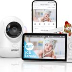ieGeek 5.5″ Baby Monitor,Audio Monitor with 2.5K Ultra HD 2.4G&5Ghz WiFi Camera,Night Light,Face Covering&Cry Detection,Two-Way Talk,Night Vision,Temp&Humidity Sensor,4000mAh Battery,App Control