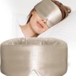 100% Mulberry Silk Sleep Mask, Large Eye Cover for Sleeping, Comfortable and Pressure-Free Sleeping Masks for Women Men, Completely Blackout (Taupe)