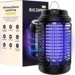Bug Zapper Outdoor, Mosquito Zapper Indoor with Dusk to Dawn Light Sensor, 4000V Electric Fly Zapper, Waterproof Mosquito Killer, Fly Trap for Home, Patio, Kitchen, Garden – 9.8 FT Length Cable
